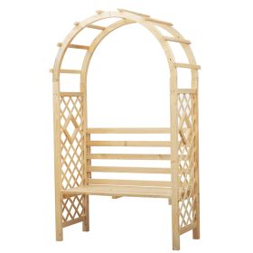 Wood Garden Arch with Bench Pergola Trellis for Vines/Climbing Plants, Perfect for the Backyard & Outdoor Space