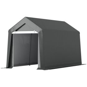 Galvanized 7' x 12' Outdoor Storage Tent, Heavy Duty and Waterproof Portable Shed for Bike, Motorcycle, Tools, Gray