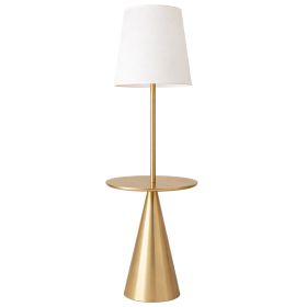 Celestial Modern Floor Lamp with Brass Accent Table with Large White Shade