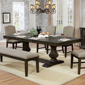 Dining Room 1pc Dining Table Dual Pedestal Trestle Base Espresso Molded Details Transitional Style