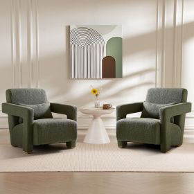 Mirod Sleek Right-Angle Armrests Accent Chairs Set of 2, Ergonomic Lumbar Support, Square Wooden Block Legs, Inclined Seat for Comfort
