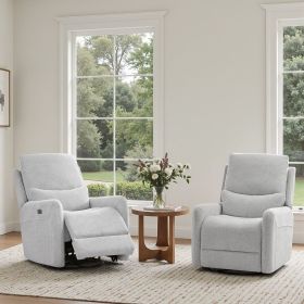 Dublin 30" Swivel Power Recliner Arm Chair Heathered Light Gray Polyester
