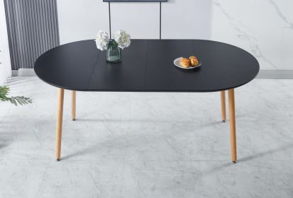 Extensible table,DINING TABLE,OFFICE TABLE,COFFEE TABLE,wood leg,MDF top,100/140/180x100x75cm,black color