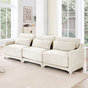 Three - seater sofa with lumbar pillow,Chenille, ergonomic, wooden base,high - resilience sponge, elegant armrests, easy install,suits bedrooms