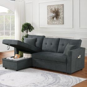 Sectional Sofa Bed L-Shaped Sofa Couch Bed with USB Port, Reversible Sofa Couch Sleeper with Pull Out Bed, Chaise with Storage