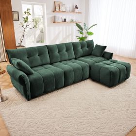 Three - Seater Sofa Set With Ottoman And Pillows,Solid Wood, Textured Chenille, High - Resilience Cushions, Ideal For Living, Lounge, Office