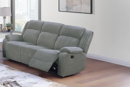 Smoke Color Fur Like Corduroy 1pc Motion Sofa Living Room Reclining Couch Plush Textured Seat