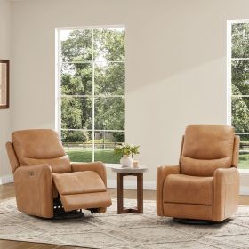 Dublin 30" Swivel Power Recliner Arm Chair Saddle Brown Faux Leather
