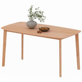 HOMCOM Pine Wood Dining Table for 6, 59" Rustic Rectangular Kitchen Table with Large Tabletop for Dining Room, Natural