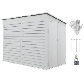 4.6ft x 9ft Metal Storage Shed Lockable Garden & Yard Tool & Outdoor Storage Shed, White