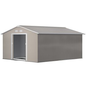 Garden Metal Shed, Storage Shed Utility Storage with Double Locking Doors for Bike, Yard Tools, Light Gray