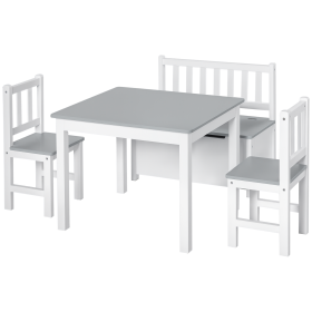 4-Piece Kids Table and Chair Set with Storage