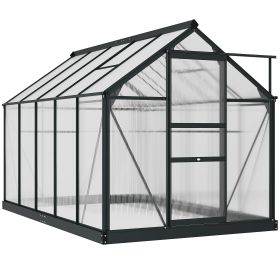 6.2' x 10.3' x 6.6' Outdoor Greenhouse with Walk-in Vent Door for Backyard Garden Gray