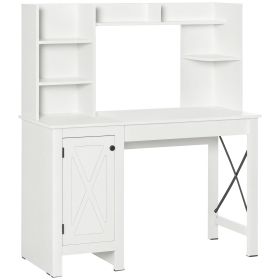 Computer Desk W/ Hutch, Home Office Desk W/ Storage Cabinet, White