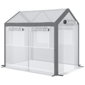 8' L x 6' W x 7' H Outdoor Walk-In Tunnel Greenhouse with Roll-up Windows, 2 Zippered Doors, & Weather Cover