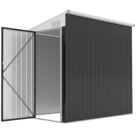 4' x 6' Lean to Garden Storage Shed, Outdoor Metal Tool House with Lockable Door Vents for Backyard Patio Lawn, Gray