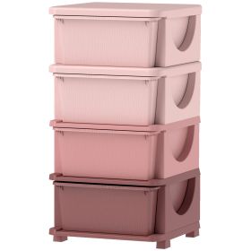 30" 4 Tier Kids Storage Unit Dresser Tower w/ 4 Drawers, Pink