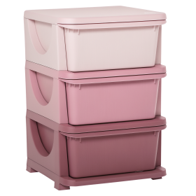 3 Tier Kids Storage Unit, 3 Drawer Chest Toy Organizer Plastic Bins for Kids Bedroom Nursery Kindergarten Living Room for Boys Girls Toddlers, Pink