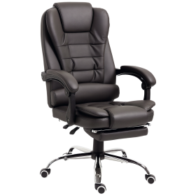 Executive Office Chair, High Back Reclining Computer Chair with Footrest and Armrest, Coffee