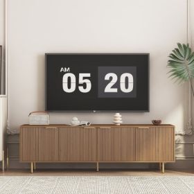 Wood Modern TV Stand Fluted 68inch T, Entertainment Center With Storage Doors, TV Console Media Cabinet, For 55 Inch TV, Living Room
