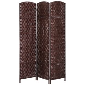Room Divider, 3 Panel Folding Privacy Screen, 6FT Tall Portable Wicker Weave Partition Wall Divider for Bedroom, Home Office, Brown