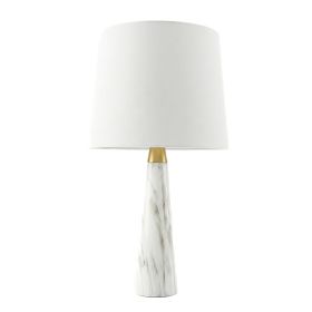 Enclave Hydro Black Table Lamp with On/Off Switch Faux Marble Base Fabric Shade