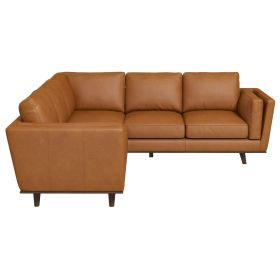Erman Genuine Tan Leather Corner Sectional Sofa