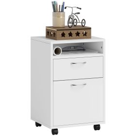 Mobile Storage Cabinet Organizer with Drawer and Cabinet, Printer Stand with Castors, White
