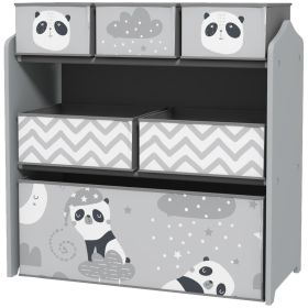 Toy Organizer with 6 Storage Bins, 25" x 12" x 26", Gray