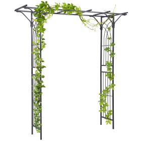 82'' Decorative Metal Garden Trellis Arch with Durable Steel Tubing & Elegant Scrollwork, Perfect for Weddings