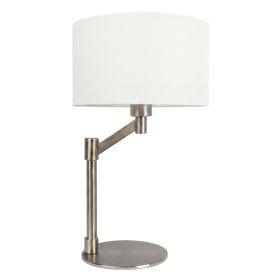 Horizon Brushed Nickel Table Lamp with On/Off Switch Curved Metal Base Linen Shade