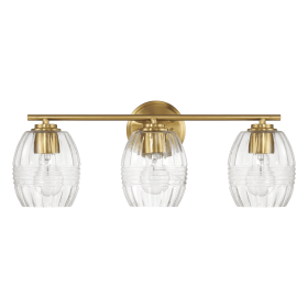 Luster Three Lights Vanity With Clear Glass Mirror Wall Lamp - Satin Brass
