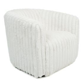 Mira White Soft Plush Fabric Swivel Chair