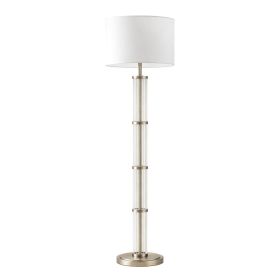 Nimbus Brushed Nickel Floor Lamp with 3-Way Rotary Switch Clear Glass Body  Metal Base