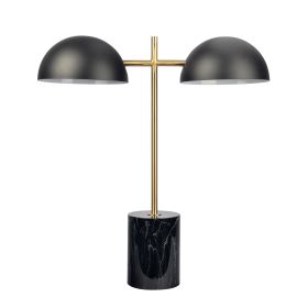 Nova Hydro Black Table Lamp with On/Off Switch Double Lamp with Faux Marble Base