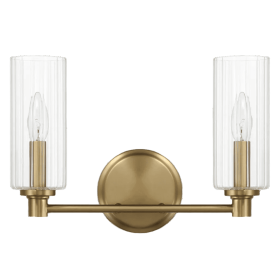 Regal Double Light Vanity With Clear Ribbed Glass - Satin Brass