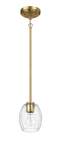 Vista Single Pendant Chain Hanging Light with Clear Glass - Satin Brass