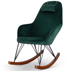 Chloe Mid Century Modern Rocker Livingroom And Bedroom Chair (Color: Green)
