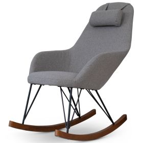 Chloe Mid Century Modern Rocker Livingroom And Bedroom Chair (Color: Grey)