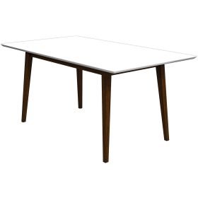 Mary Modern Style Solid Wood Rectangular Dining Kitchen Table 63" (Color: White)