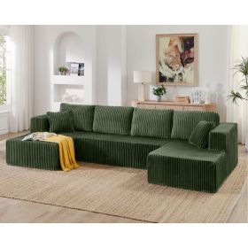 U shape Modular Sectional Sofa, Compressed Sectional Sofa Modern Minimalist Style Corduroy Couch, Sleeper Sofa for Living Room, Bedroom (Color: as Pic)