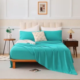 Four-piece Bed Set, Q (Option: Grass green)